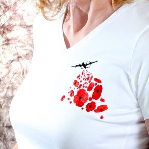 Ladies V Neck Poppy Drop T Shirt